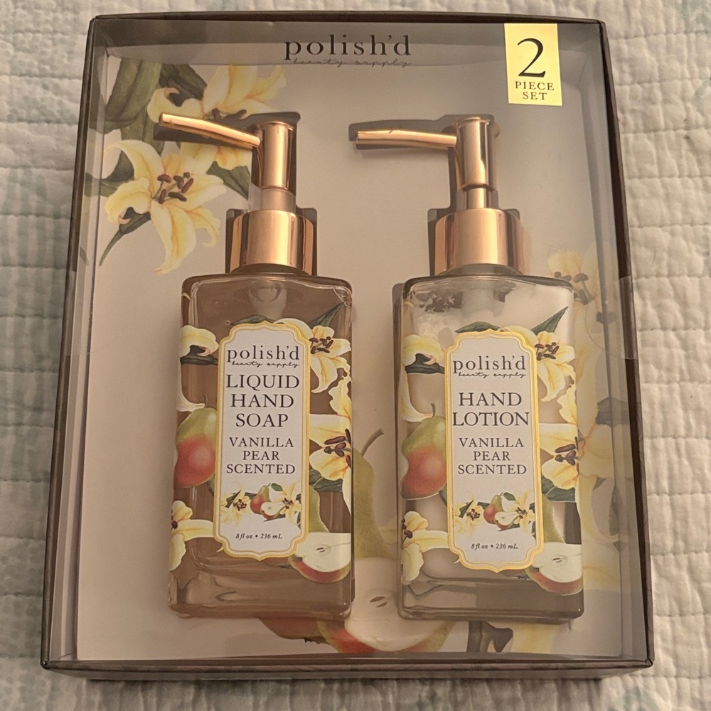 Polish’d Vanilla Pear Liquid Hand Soap and Lotion 2 Piece Set 8oz Each NIB
